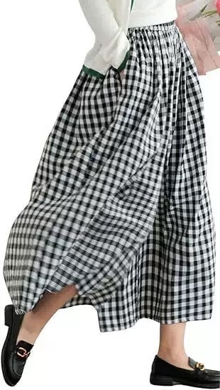 Linen Plaid Casual Loose Slimming Lazy Wide-leg Pants