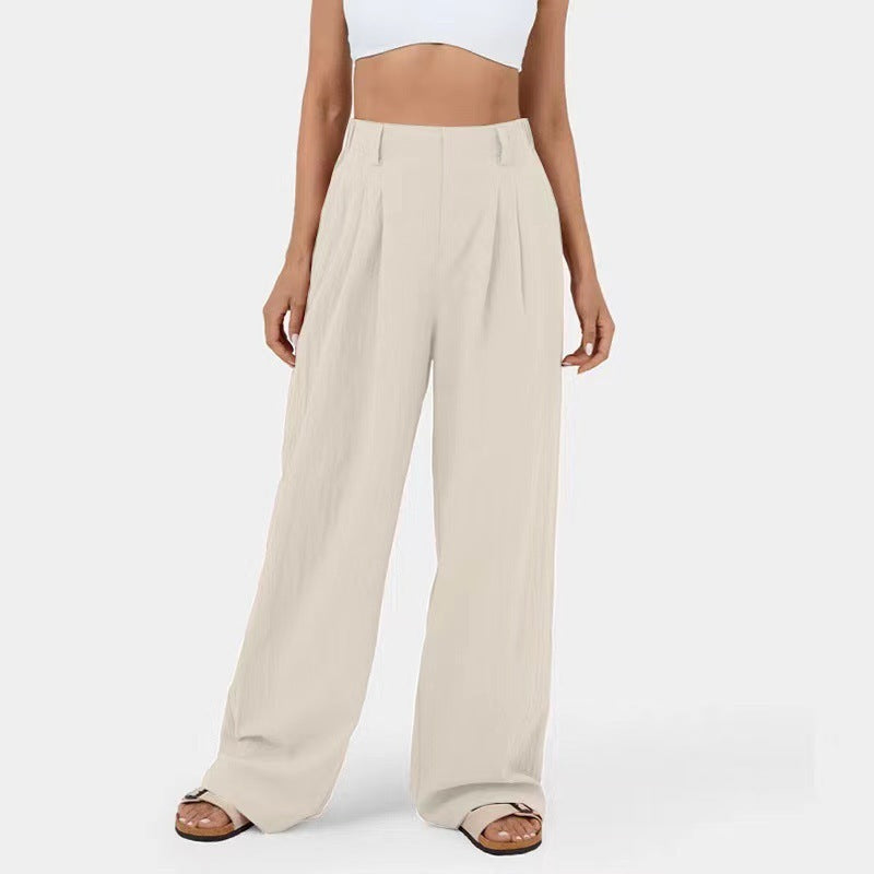 Pants Pure Cotton Women's High Waist Wide Leg Pants Casual Loose Trousers