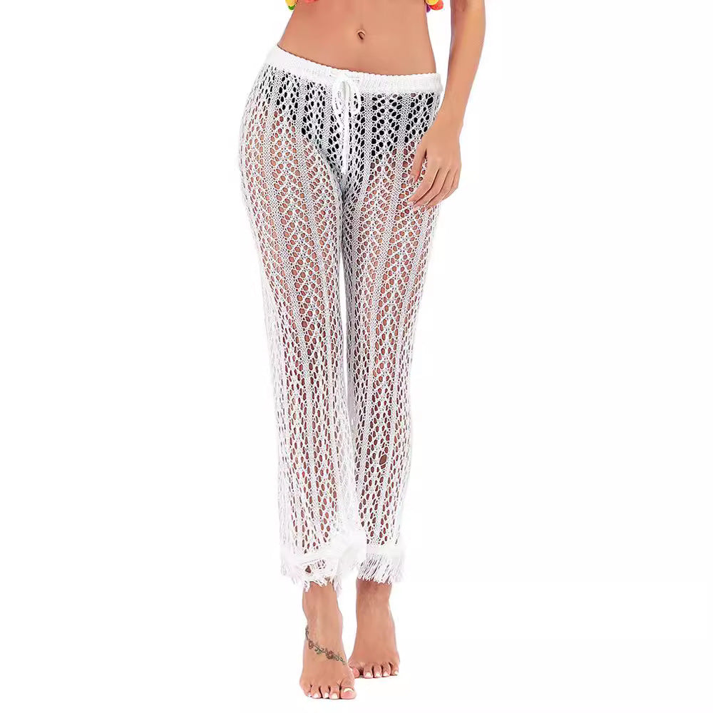 Hollow-out New Tassel Knitted Cropped Crocheted Beach Pants