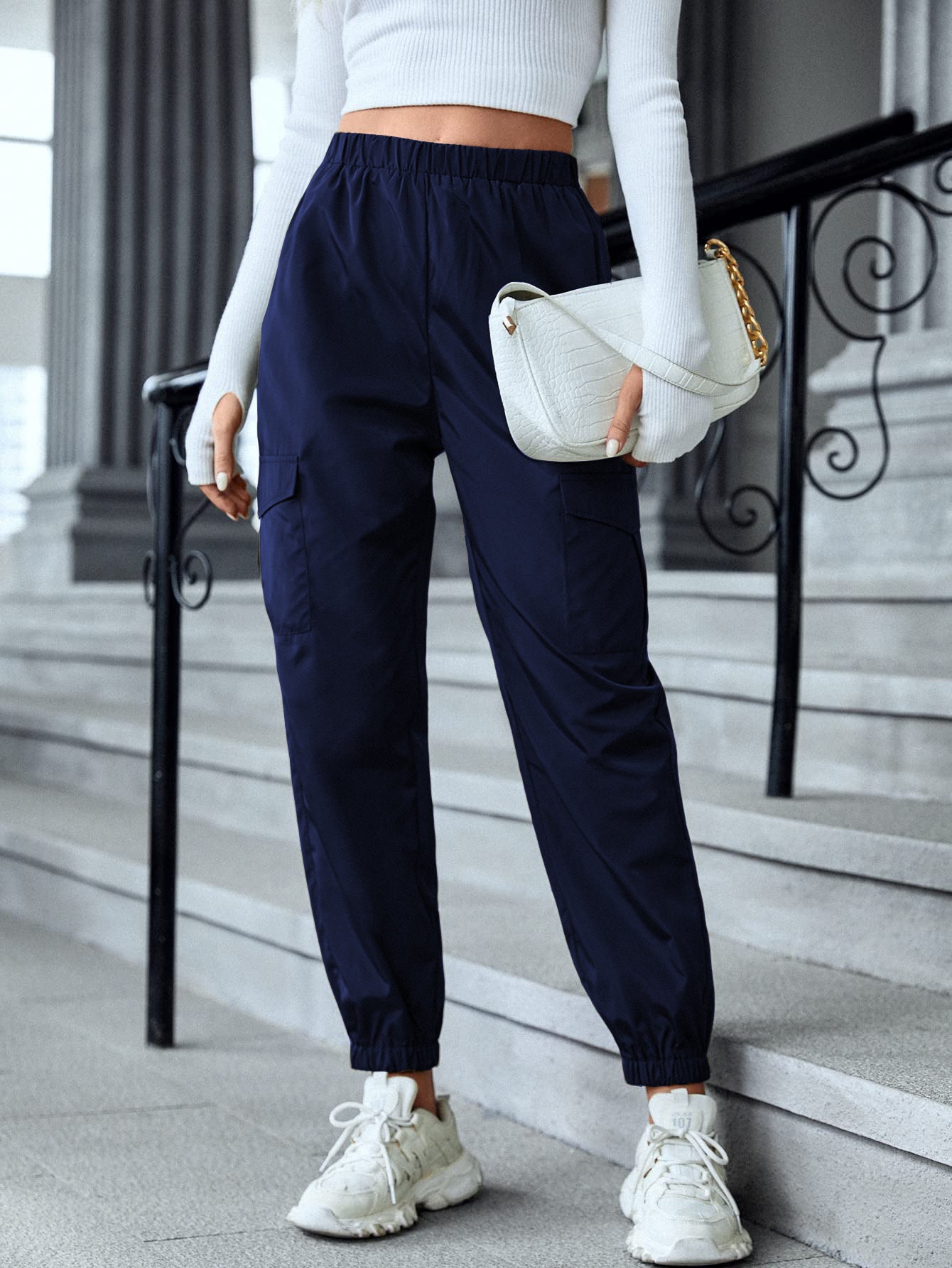 Women's Casual Overalls With Multiple Pockets And Skinny Pants