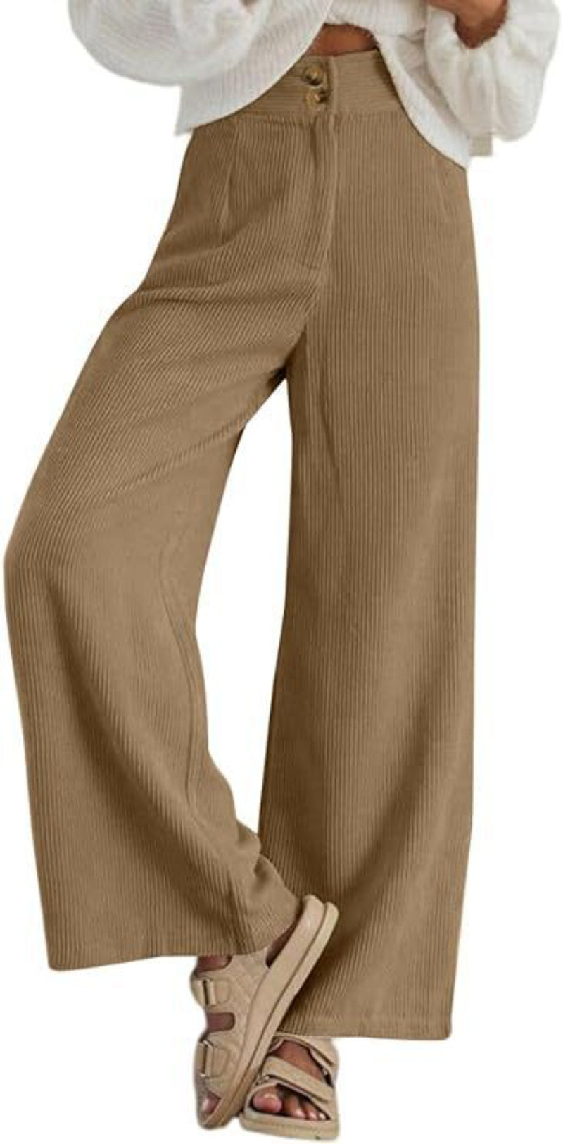 Women's Corduroy Double Button Stretch Casual Pants