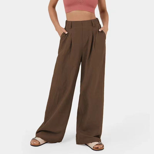 Pants Pure Cotton Women's High Waist Wide Leg Pants Casual Loose Trousers