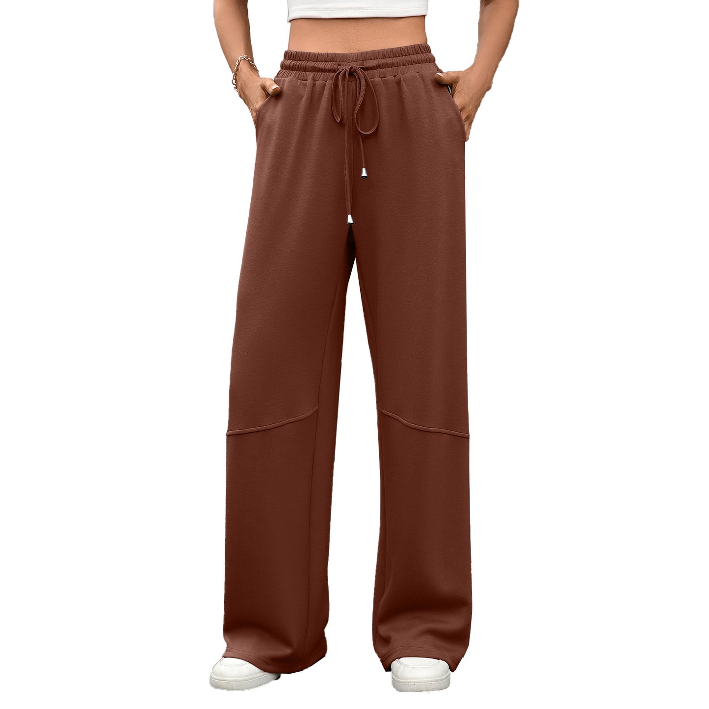 Women's Loose Drawstring Patchwork Pocket Trousers Casual Pants