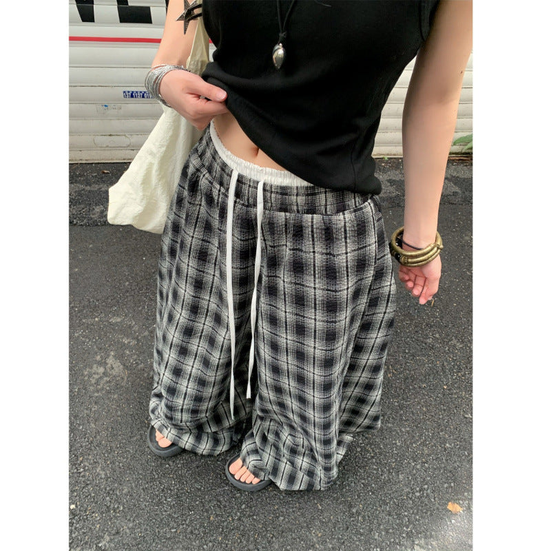 American Idle Style Plaid Pants Men's And Women's Jazz Dance Double Waist Head Stitching