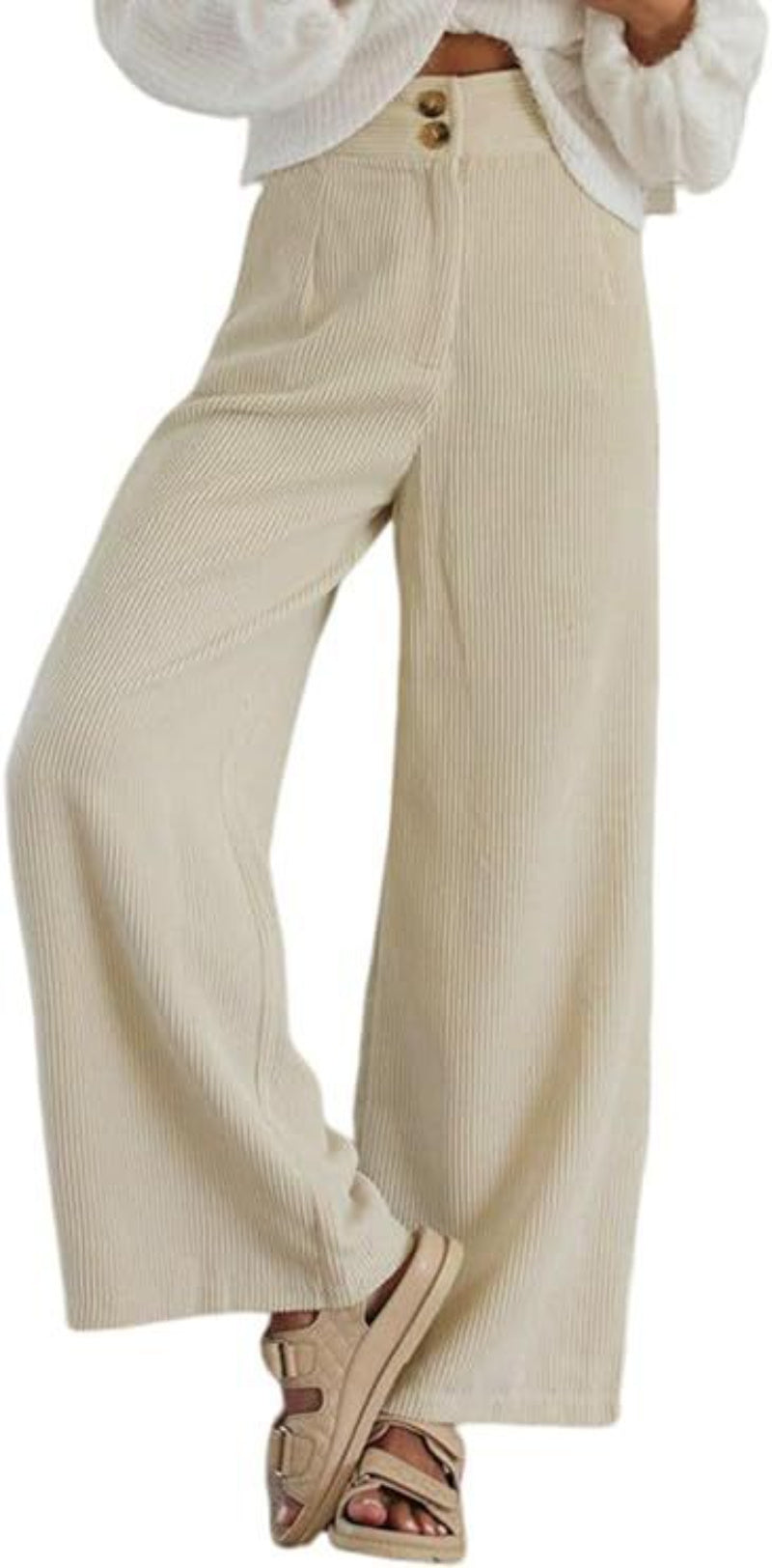 Women's Corduroy Double Button Stretch Casual Pants