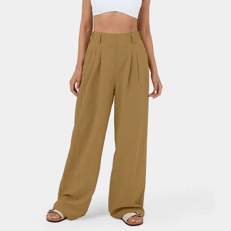Pants Pure Cotton Women's High Waist Wide Leg Pants Casual Loose Trousers