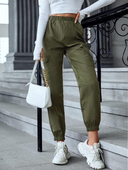 Women's Casual Overalls With Multiple Pockets And Skinny Pants